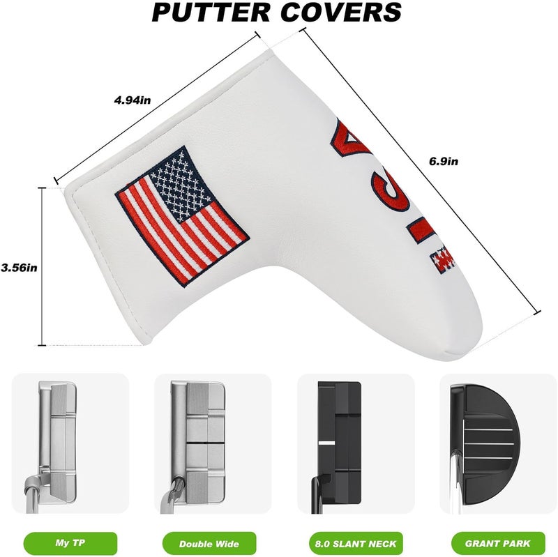 Frimon Golf Club Head Covers,4pcs or 1pc USA Golf Head Covers for Woods and Driver Fairway Hybrid - PU Leather Mallet Blade Putter for Men Women Golf Enthusiast - Image 5